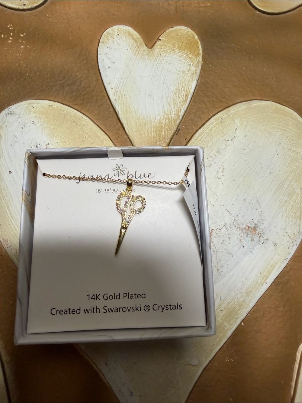 Jenna Blue 14K Gold Plated Scissors Necklace with Swarovski Crystals